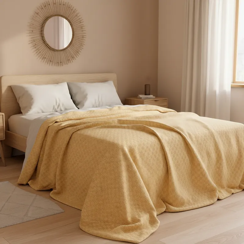 GABEL Copriletto estivo 2 piazze jacquard in piquet di cotone HUGO oro