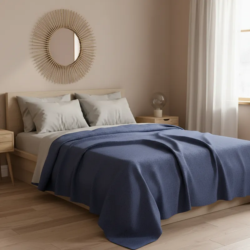 Copriletto matrimoniale in piquet di cotone GABEL HUGO blu