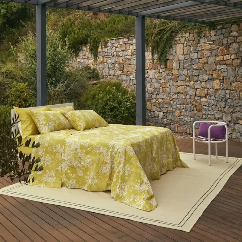 Set Lenzuola-copriletto matrimoniale FAZZINI Kimono giallo in percalle