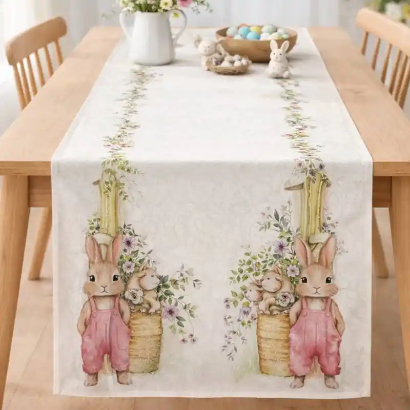 Decorazioni Tavola Pasquale: Runner SULA 45x150 cm con Coniglietti