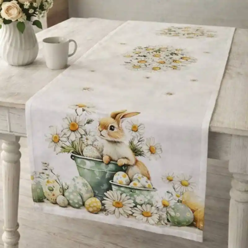 Runner Pasquale centrotavola rettangolare 100% cotone 45x140 Rabbit