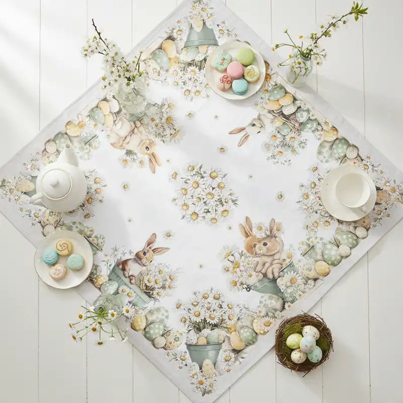 Centrotavola Pasquale tovaglietta quadrata 100% cotone 93x93 Rabbit