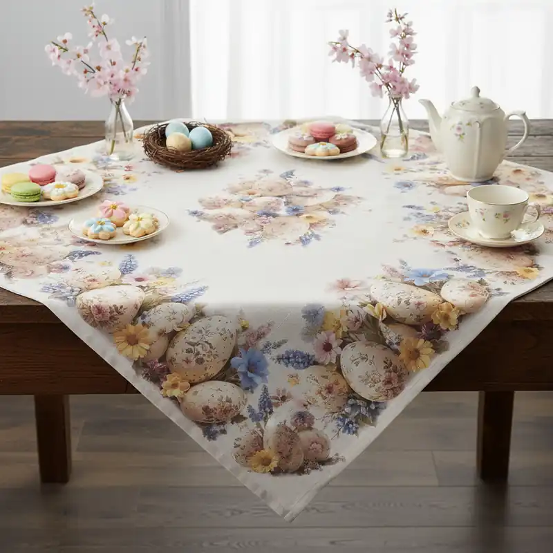 Tovaglietta quadrata Pasquale centrotavola 100% cotone 93x93 Flowery