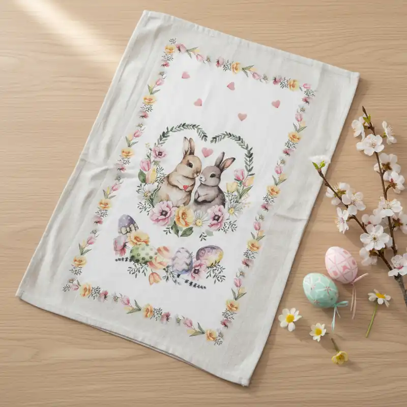Strofinaccio Cucina Puro Cotone Rabbit - 50x70 cm Pasqua dis.2