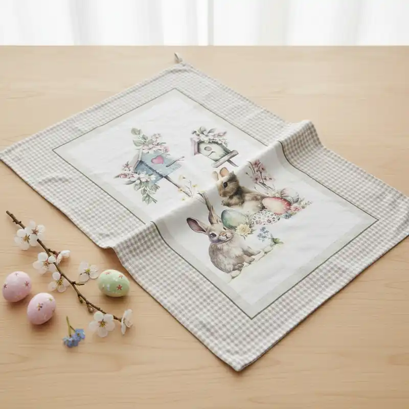 Idea Regalo Pasqua: Strofinaccio Rabbit in Cotone 50x70 | dis.3