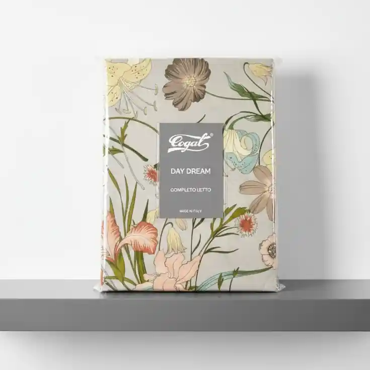 Set Lenzuola-copriletto matrimoniali 100% cotone Fiori di Campo lino