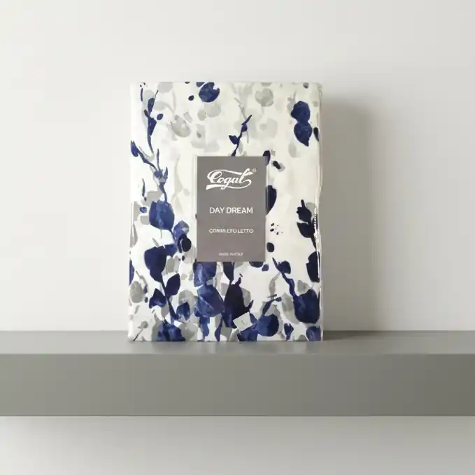 Lenzuola Matrimoniali 100% Cotone Foliage | Effetto-Copriletto blu