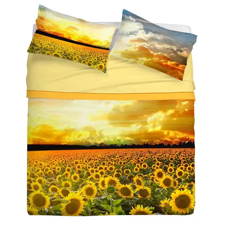 Lenzuola Effetto Copriletto Gabel Sunflowers singolo 100% cotone