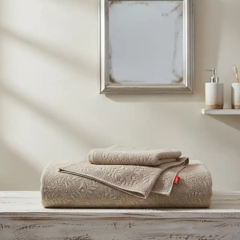 Gabel Olimpia Sabbia | Set 1+1 Asciugamani Jacquard Made in Italy