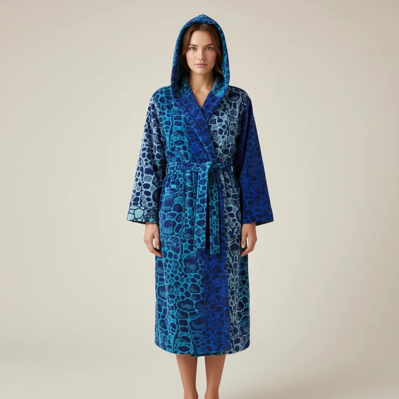Accappatoio UNISEX Carrara in spugna con cappuccio OCEAN blu