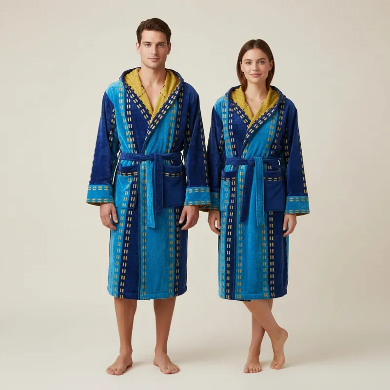Accappatoio Carrara Ibiza Blu | Spugna di Lusso con Cappuccio