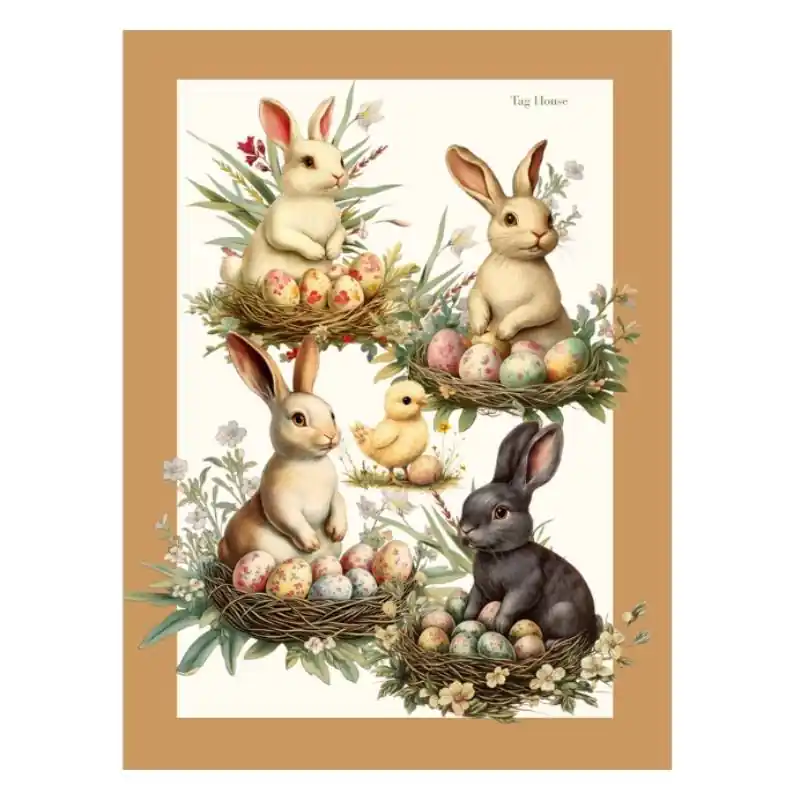 Strofinaccio Pasqua TAG HOUSE 58x80 Coniglietti Biscotto in cotone