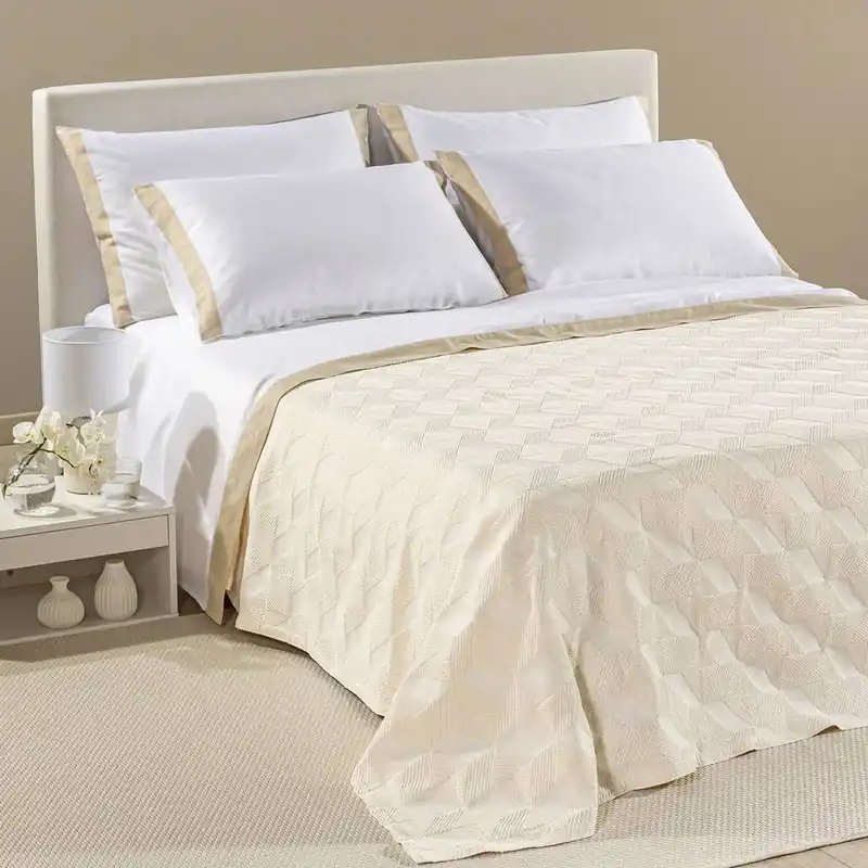 Copriletto matrimoniale estivo jacquard Caleffi Rapallo avorio