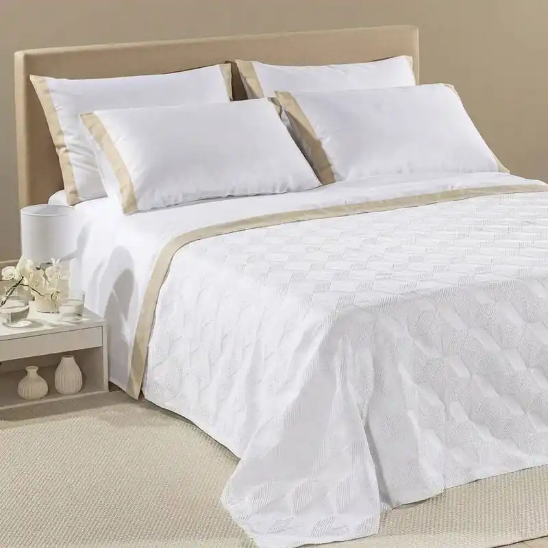 Copriletto Estivo Matrimoniale Jacquard Rapallo bianco - Caleffi