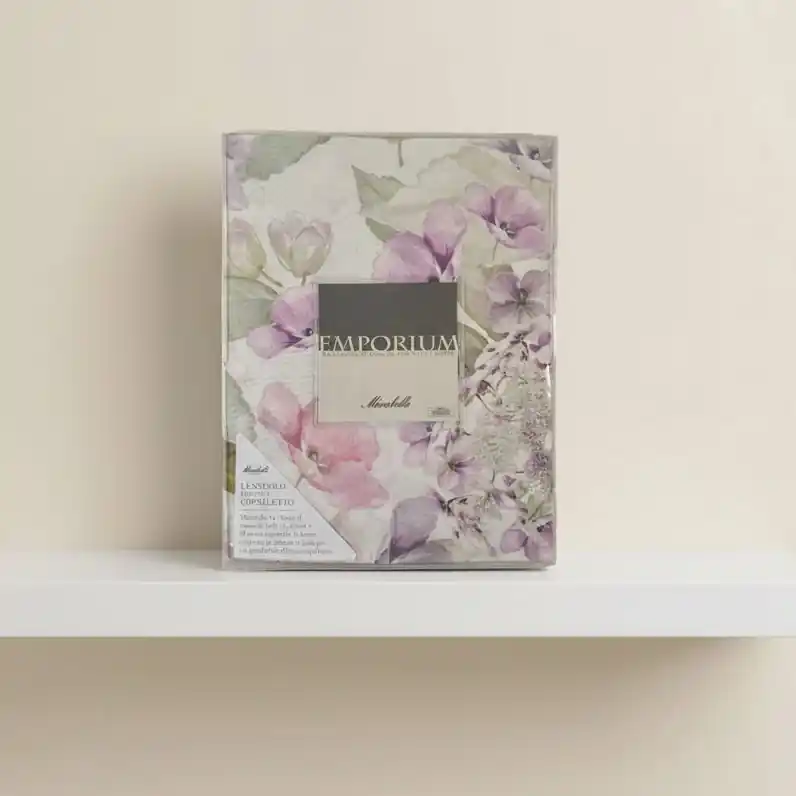 MIRABELLO Set Lenzuola-copriletto matrimoniali Hydrangea Bouquet lilla
