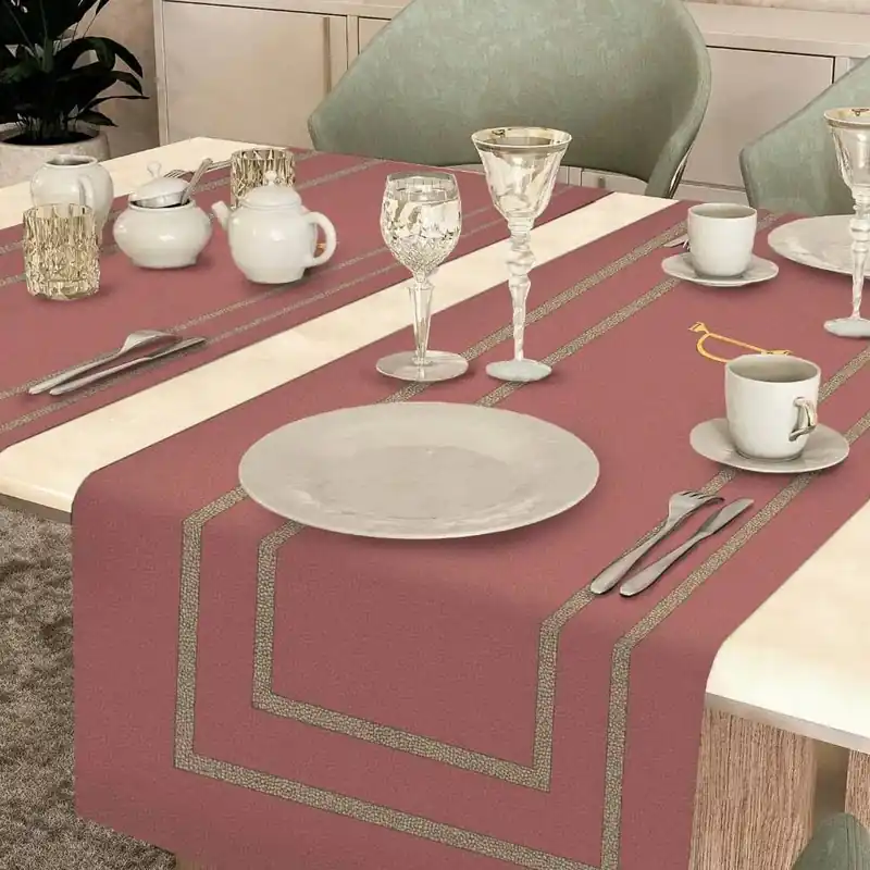 Runner centrotavola in cotone 50x150 cm Borbonese Lounge Blush