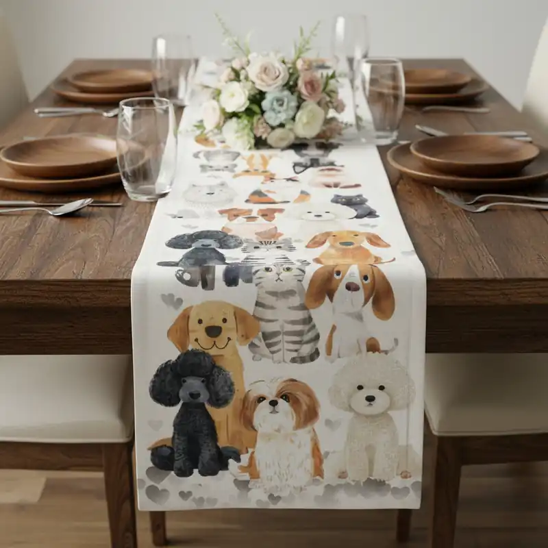 Runner da cucina tovaglia vis a vis in cotone 55x150 TAG HOUSE Amici