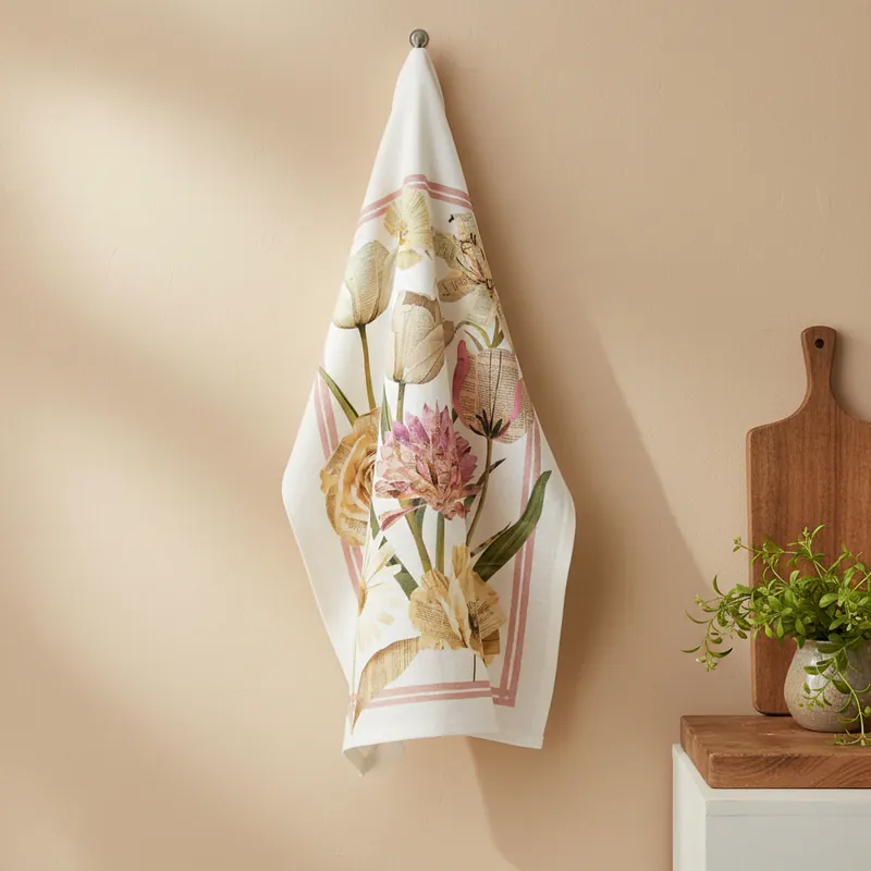 Canovaccio Tag House Paper rosa floreale 58x80 | Puro Cotone Italiano