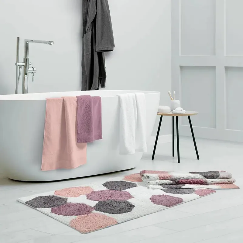 GABEL | Tappeto Bagno in Cotone Fantasia rosa | Morbido e Assorbente