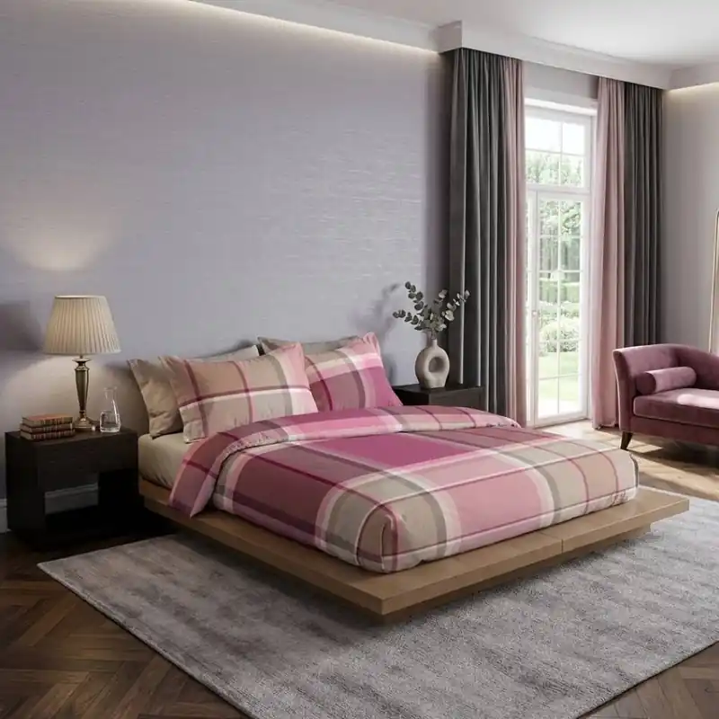 Set lenzuola matrimoniali Bossi MELROSE 7609 tinto filo malva