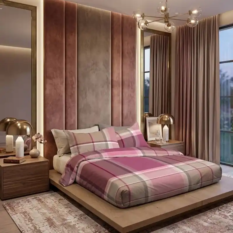 Set Copripiumino + federe matrimoniale MELROSE 7609 tinto filo