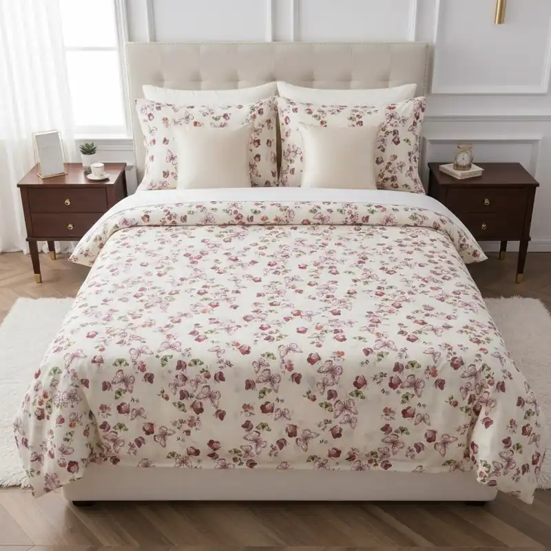 Completo Lenzuola Matrimoniale Bossi Papillon Rosa Copriletto 255x290