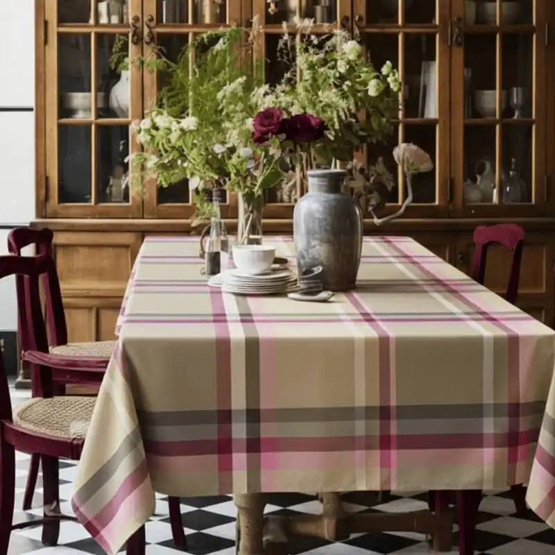 Tovaglia 100% Cotone Tinto Filo rosa scozzese 1435 BossiCASA