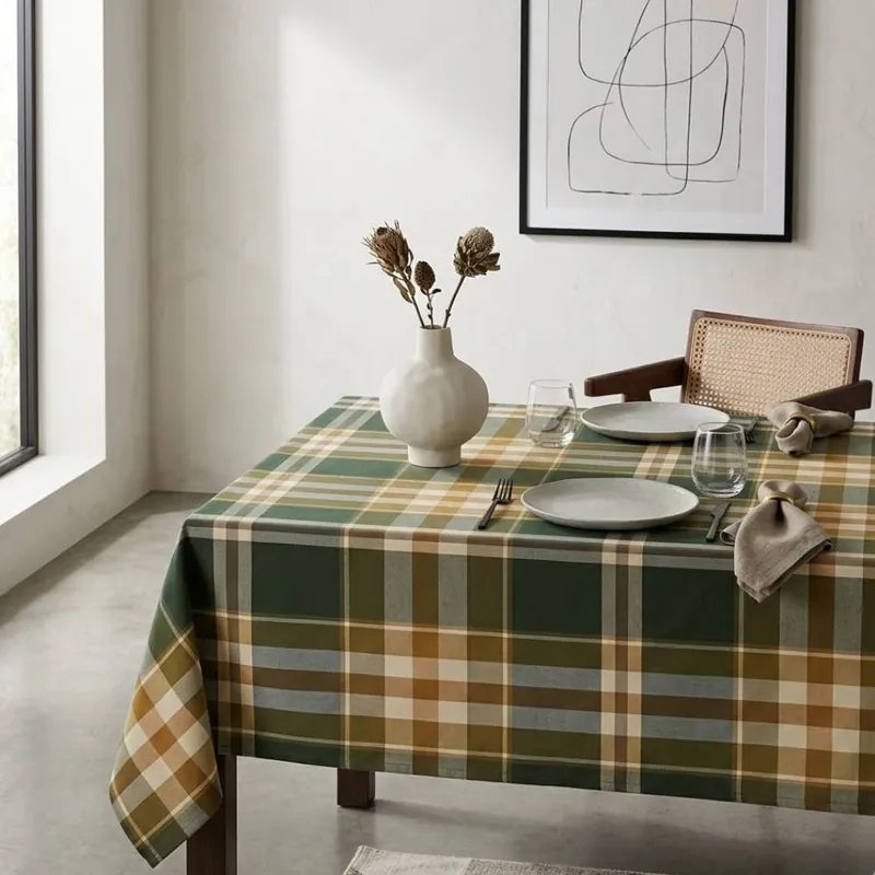 Tovaglia 100% Cotone pettinato Tinto Filo BossiCASA 1437 verde