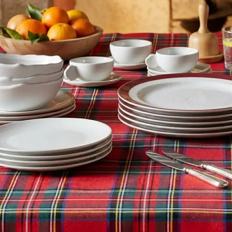 Tovaglia in Cotone Tinto Filo BossiCASA 0335 scozzese tartan rosso