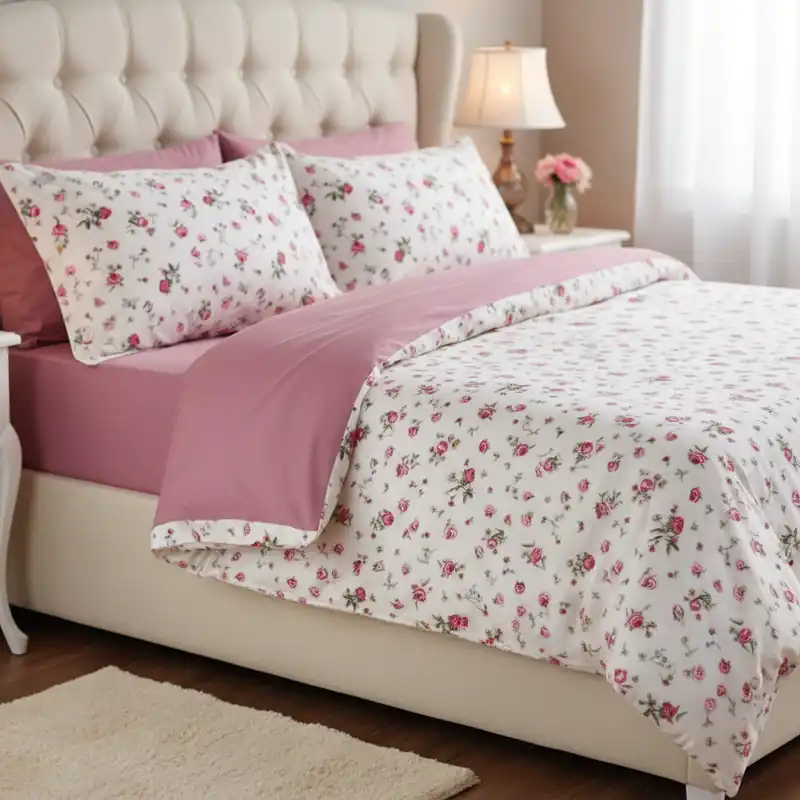 Completo Copripiumone Rosetta rosa Martha O'Neil | 100% Cotone