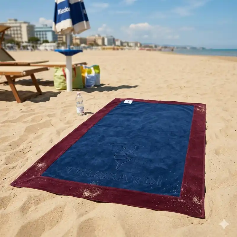 TRUSSARDI | Telo Mare spiaggia in microspugna 95x180 Levriero Blu