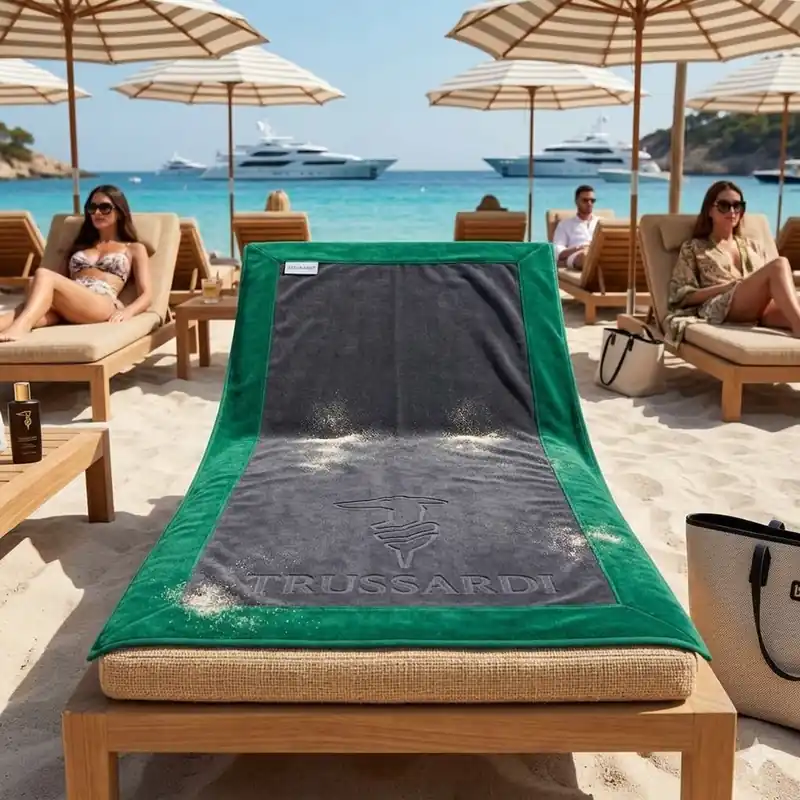 Trussardi Home Beachwear | Telo Mare Levriero grigio e verde 95x180