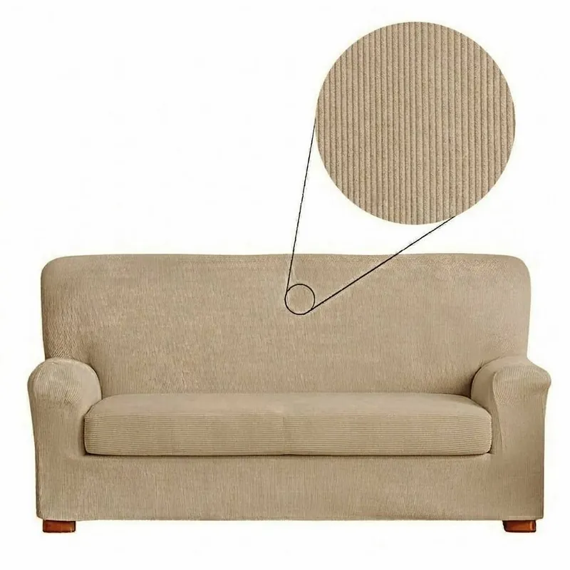 Copridivano Elasticizzato Tortora 165-220 cm | 3 posti con copriseduta