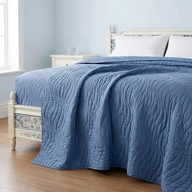 Trapuntino matrimoniale Mezza Stagione Sunny Wave Ultra Light blu