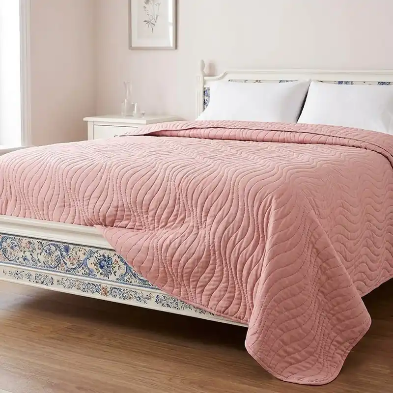Acquista Online Trapuntino Sunny Wave Rosa Matrimoniale Leggero