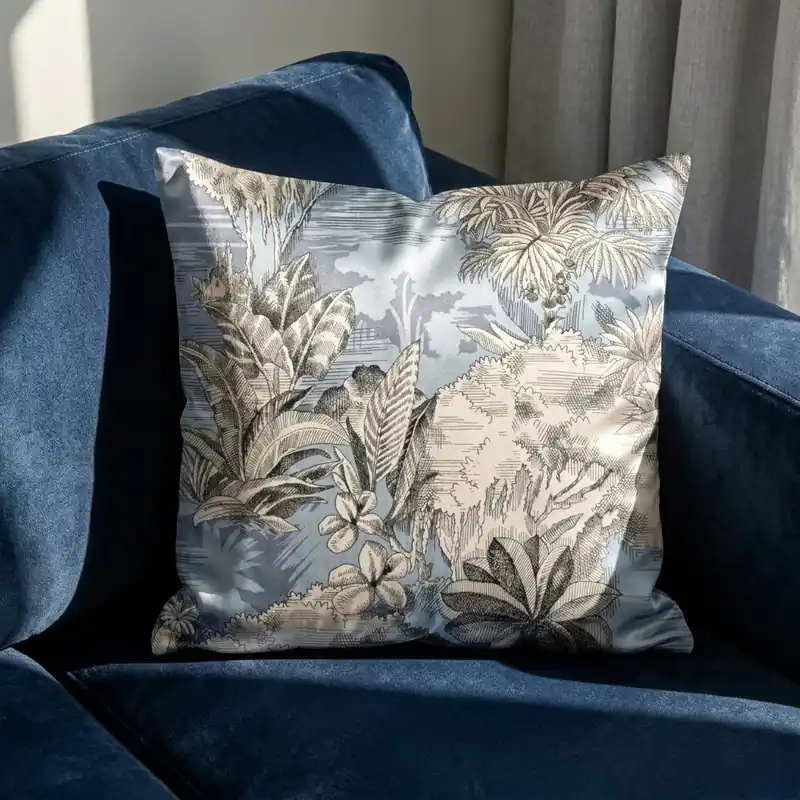 Copriscuscino Bassetti Boboli Avio 40x40 Raso Blu Botanico