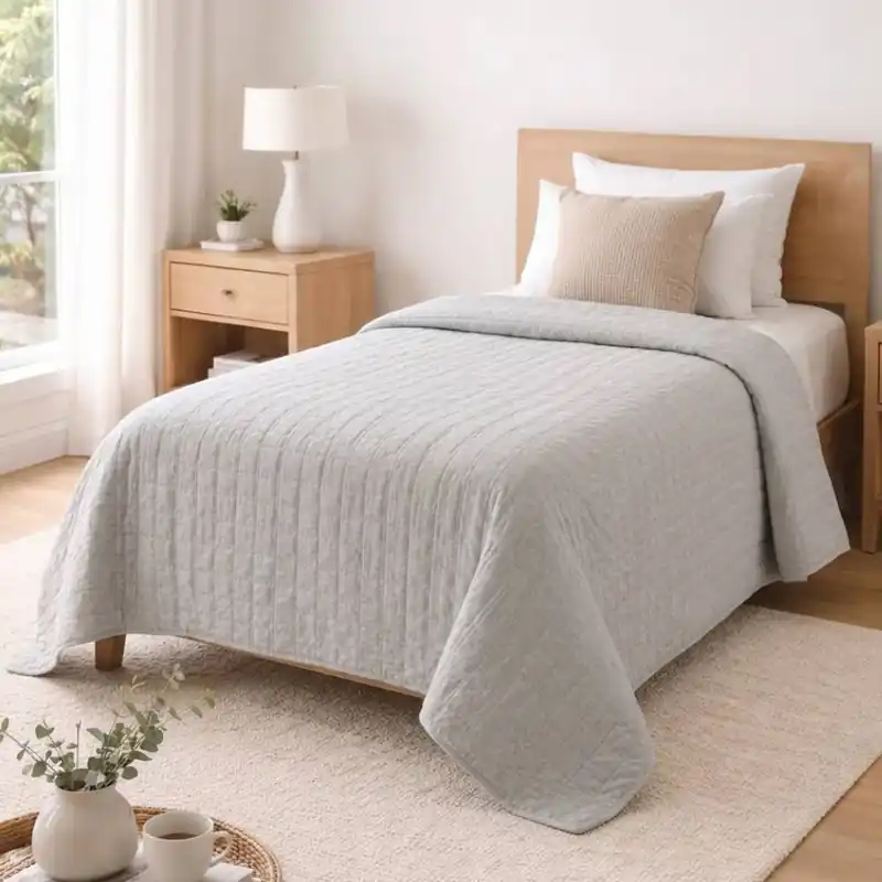 Copriletto trapuntato Singolo grigio 170x260 Anallergico | Soft Effect