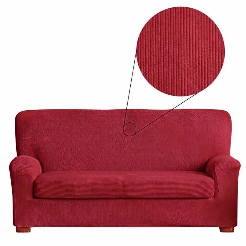 Copridivano Elasticizzato 165-220 cm | 3 posti con copriseduta bordeaux