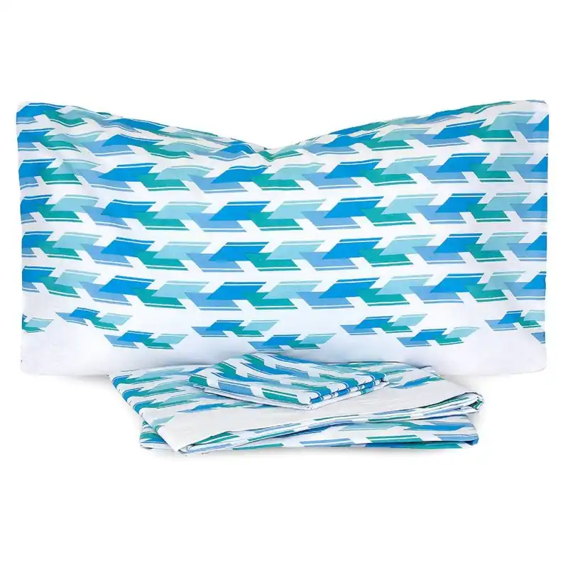 Completo lenzuola singolo 100% cotone GAL geometrico turchese