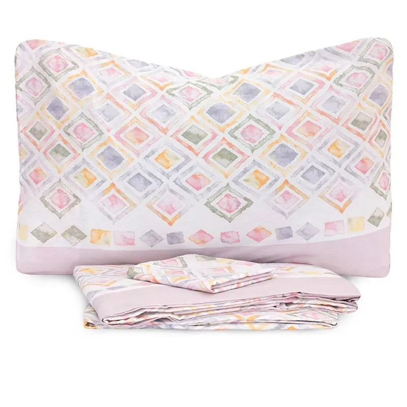 Lenzuola Singole rosa NILA: Design Geometrico Moderno in Cotone