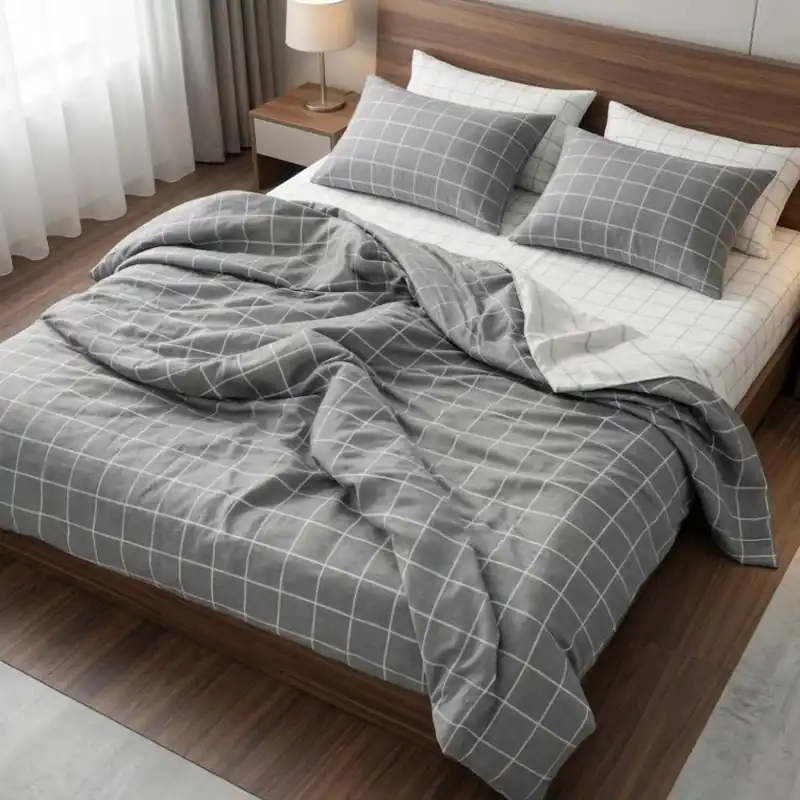 Lenzuola Matrimoniali Quadri Grigio: Design Moderno in Puro Cotone