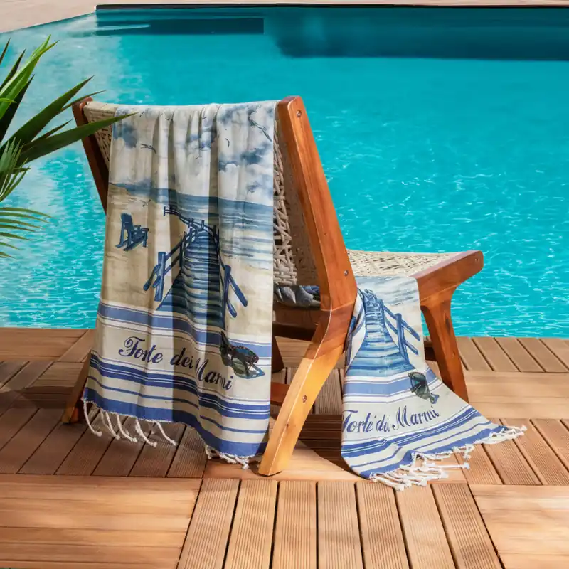 Fouta Telo Mare Forte dei Marmi 100x200 Cotone con Frange Elegante