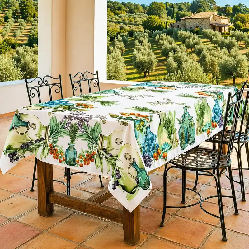 Tovaglia rettangolare in puro cotone | Design Mediterraneo Herbs