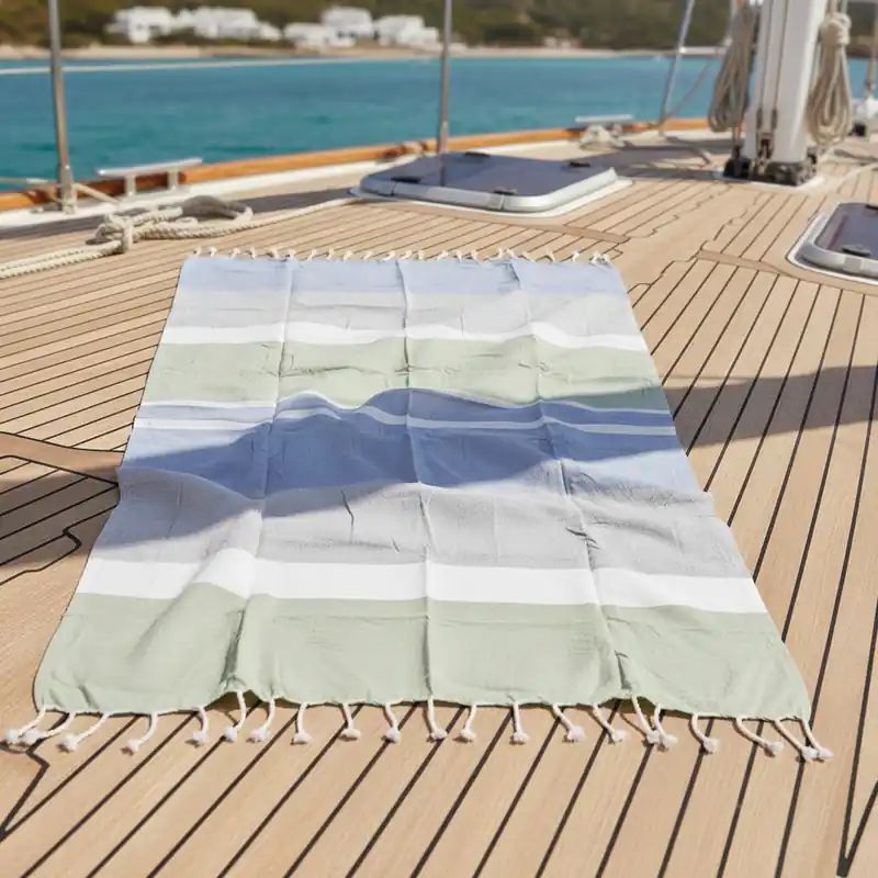 Telo Fouta 90x160 con Pochette | Set Mare Speedy Leggero blue e verde