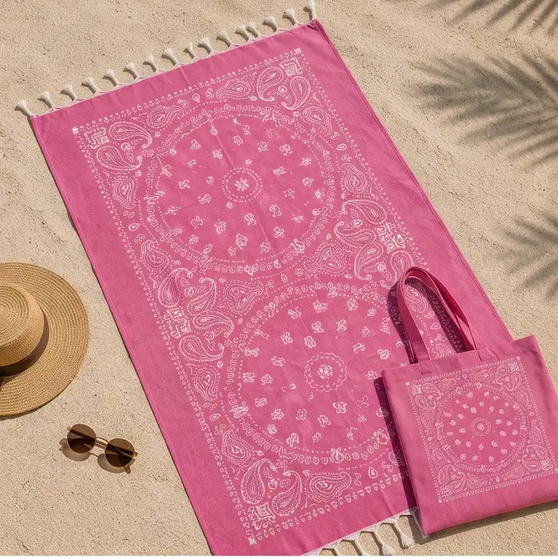 Completo Mare Fouta FUXIA | Telo Pareo + Borsa Beach
