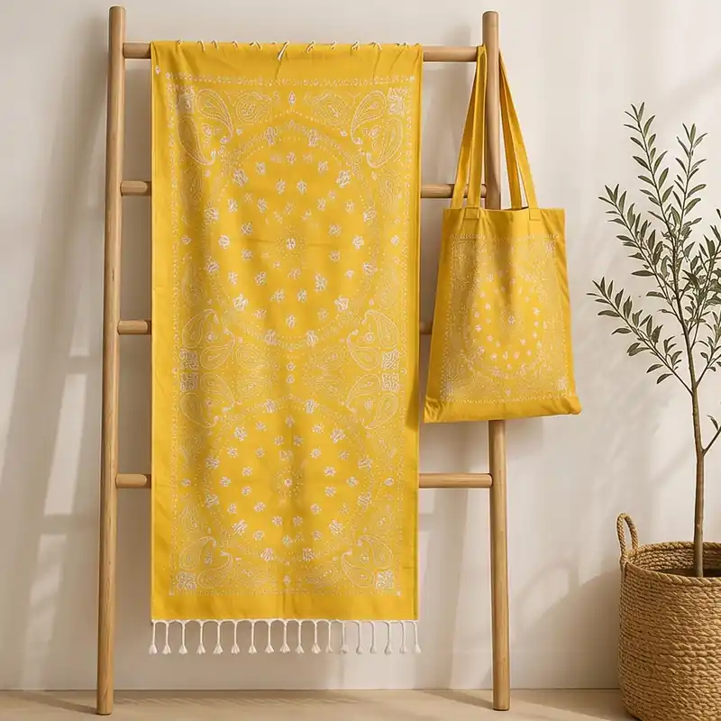 Idea Regalo Estate: Set Mare Fouta e Borsa Coordinata giallo