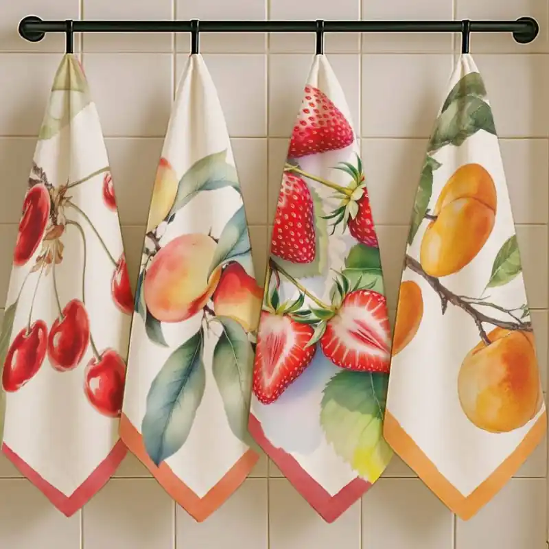 Set 4x Strofinacci Cucina 100% Cotone canovacci Fruit