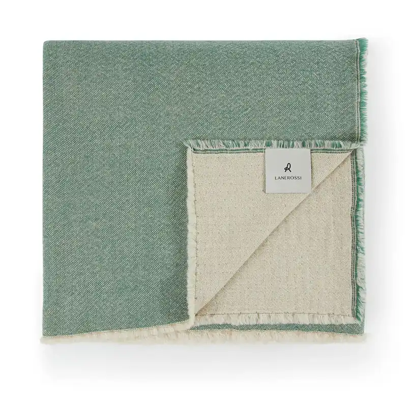 Coperta lana merino lavabile in lavatrice matrimoniale verde acqua