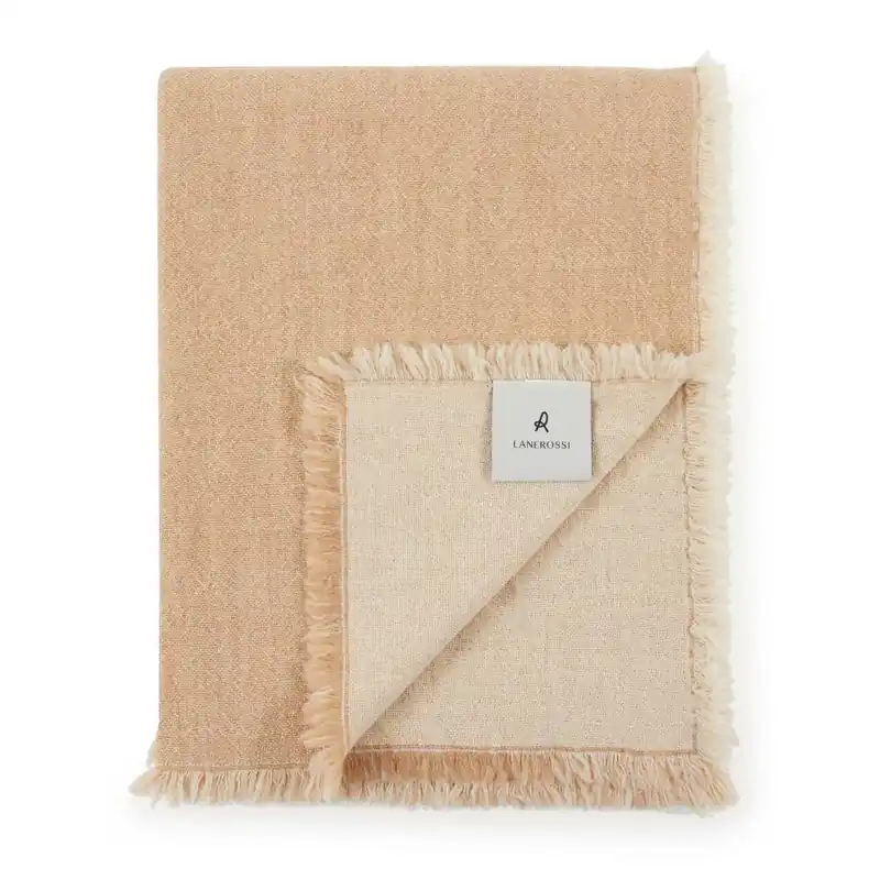 Plaid lana merino lavabile beige 130x180 Lanerossi elegante per divano