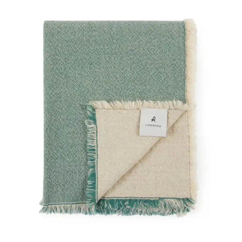 Plaid lana merino lavabile in lavatrice verde acqua 130x180 Lanerossi